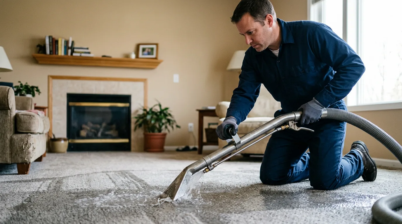 Water damage restoration technician working near Auburndale, WI